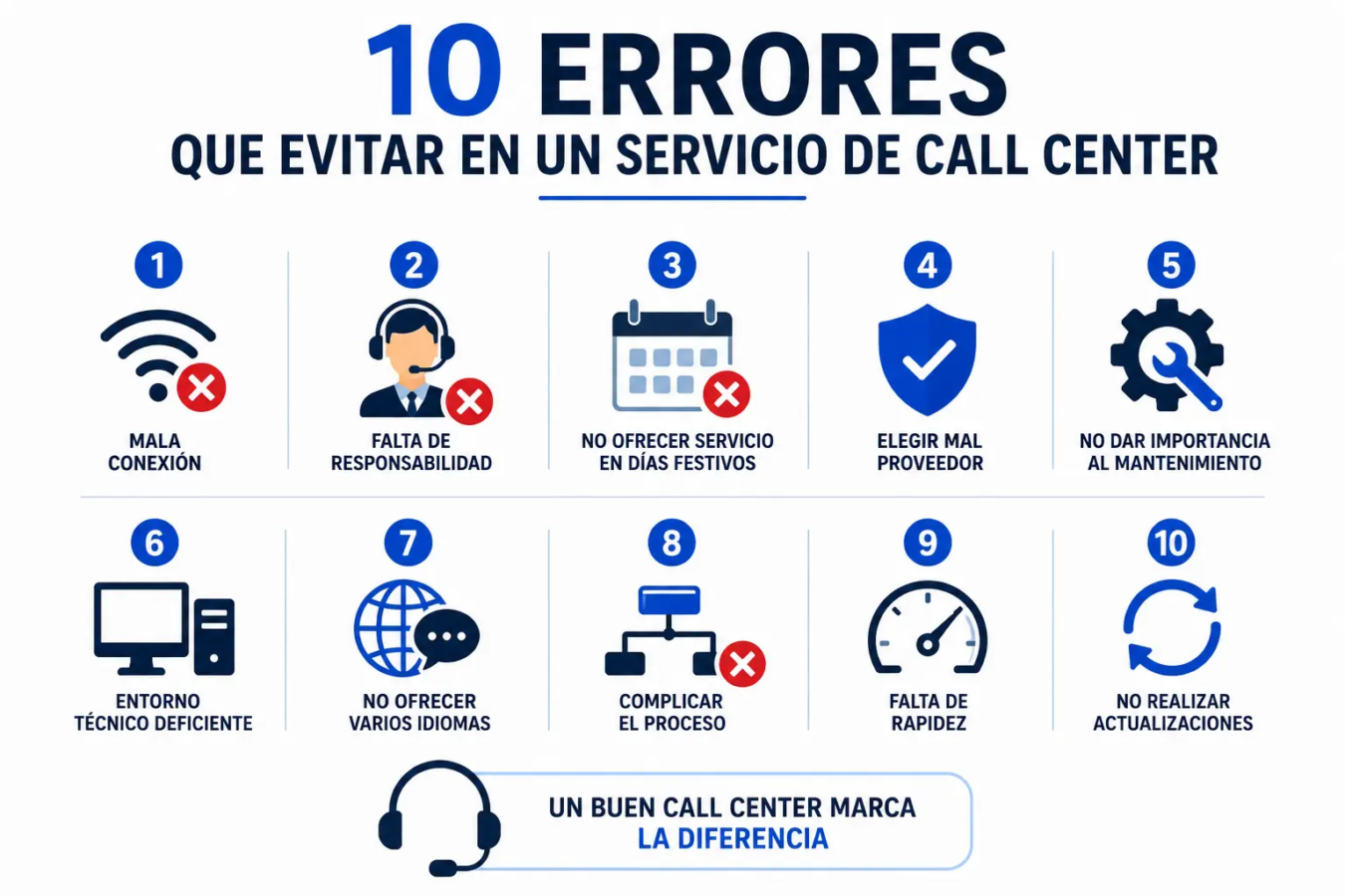 10 errores en un servicio de call center
